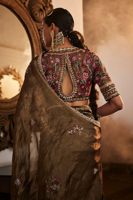 Saahiil Kapoor Zoya Saree With Floral Embroidered Blouse 