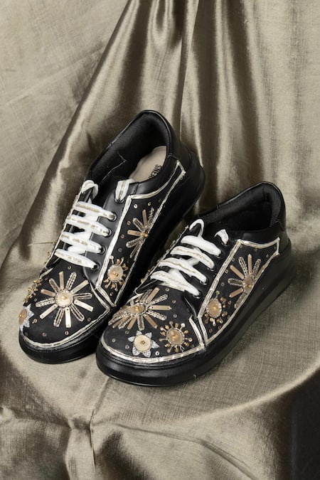 The Saree Sneakers Black Sequin Starry Night Sneakers 