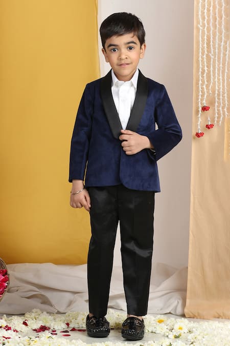 The little celebs Solid Shawl Collar Tuxedo Set 