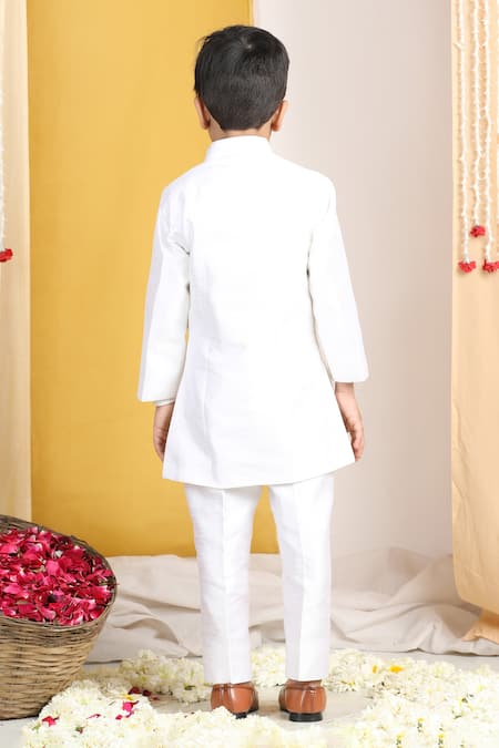 The Little Celebs Silk Mandala Embellished Sherwani & Pant 