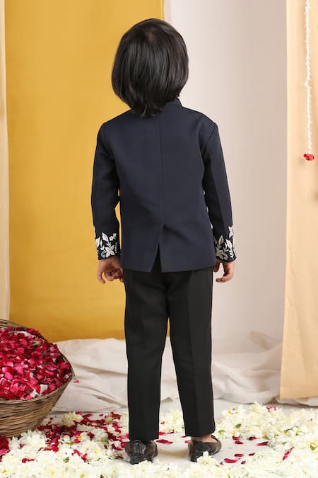 The Little Celebs Floral Vine Embroidered Sherwani & Pant 