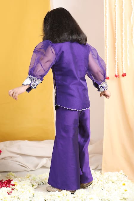 The Little Celebs Floral Thread Embroidered Palazzo Set 