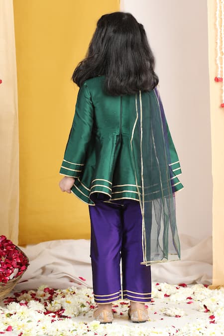 The Little Celebs Zari Embroidered Peplum Kurta Set 