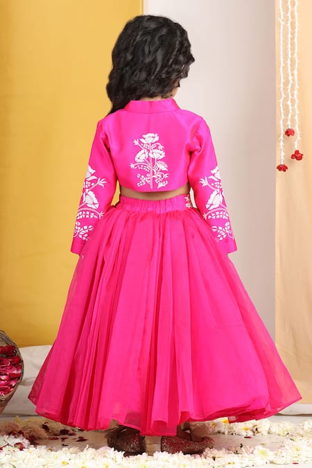 The Little Celebs Floral Embroidered Lehenga Set 