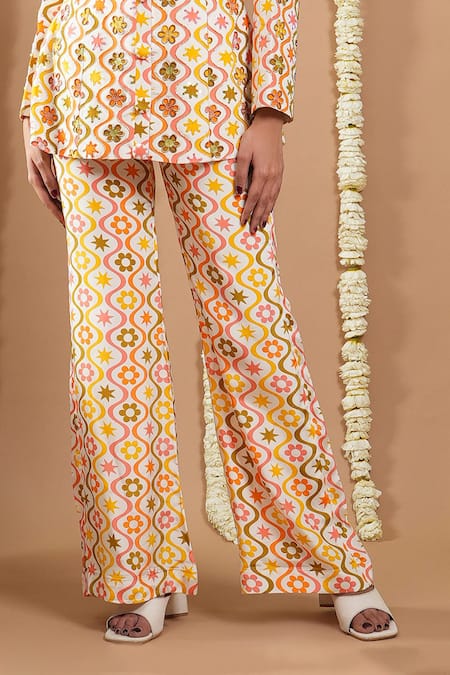 Ahi Clothing Multi Color Crepe Embroidery, Zari, Sequins Floral Printed Top And Pant Set Online at Aza Fashions Ahi Clothing_Multi Color Crepe Embroidery, Zari, Sequins Floral Printed Top And Pant Set _Online_at_Aza_Fashions