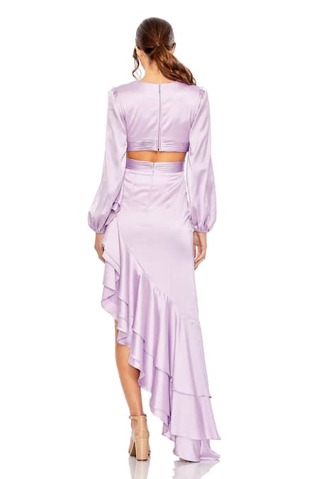 Mac Duggal Lilac Cut-Out Ruffled Gown