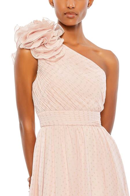 Buy Mac Duggal Pink Polyester One Shoulder Porcelain Gown Online at Aza Fashions Buy_Mac Duggal_Pink Polyester One Shoulder Porcelain Gown _Online_at_Aza_Fashions