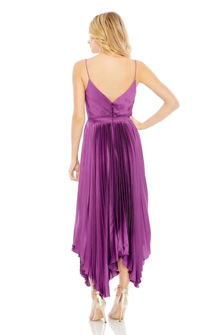 Mac Duggal Amethyst Purple Pleated Strappy Dress 