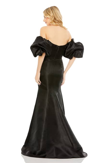 Shop_Mac Duggal_Black Polyester Sweetheart Neck Off Shoulder Mermaid Gown _at_Aza_Fashions