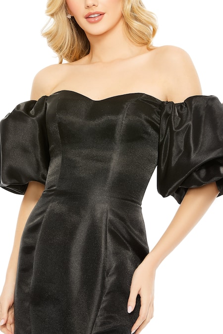 Mac Duggal_Black Polyester Sweetheart Neck Off Shoulder Mermaid Gown _Online_at_Aza_Fashions