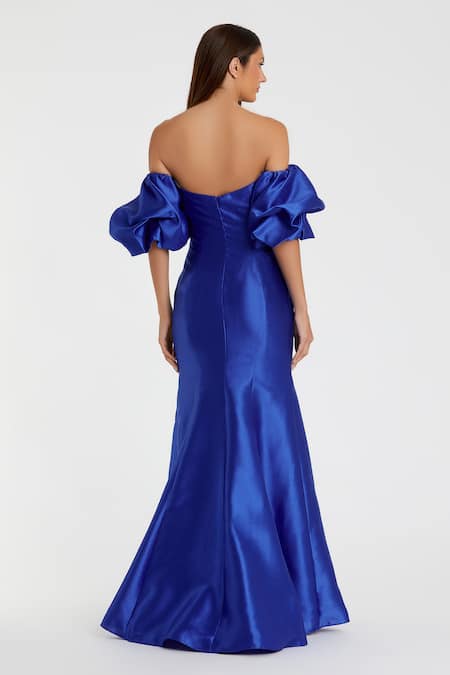 Mac Duggal Royal Blue Off Shoulder Mermaid Gown 