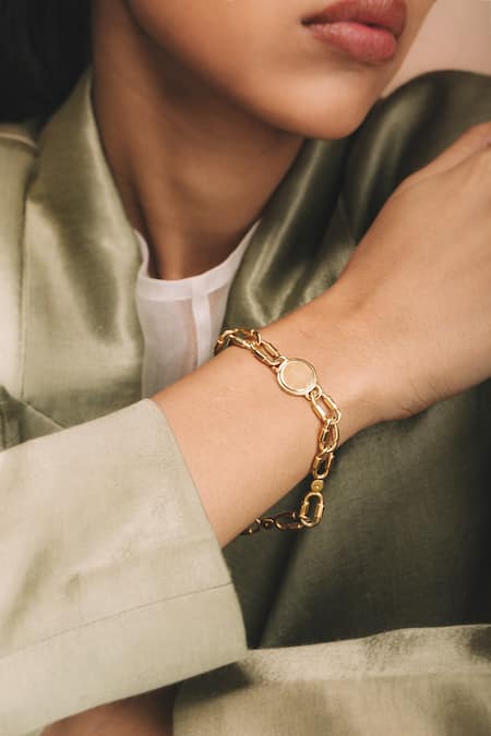 Ode Jewels Gold Plated Chain Link Fingerprint Bracelet 