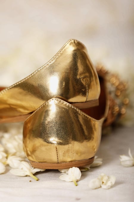 5elements_Gold Beads, Zari Beaded And Embroidered Juttis _Online_at_Aza_Fashions