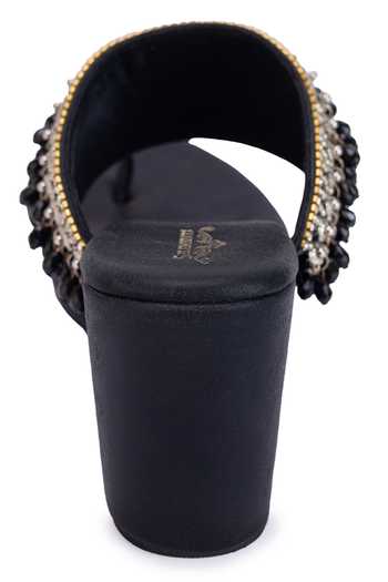 5elements_Black Crystals Drop Embellished Wedges _at_Aza_Fashions