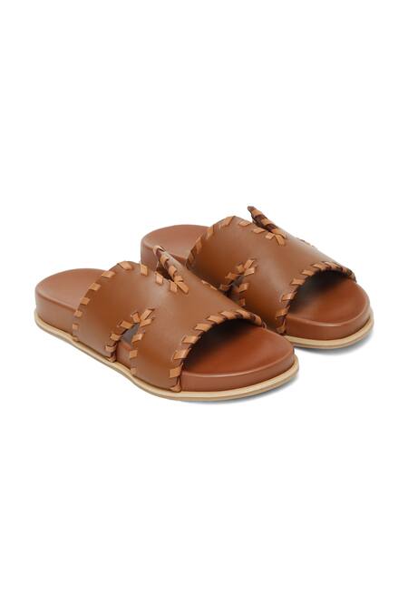 Hats Off Accessories Brown Cut-out Strap Slides