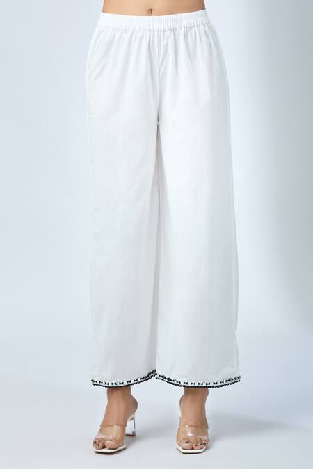 Shop_Kalakaari By Sagarika_Off White Cotton, Chanderi Silk Embroidery, Mirrors Checkered Print Kurta Set _Online_at_Aza_Fashions