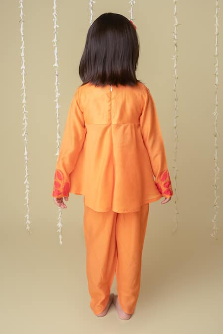 MI Dulce AN'YA Tangerine Peplum Kurta Set 