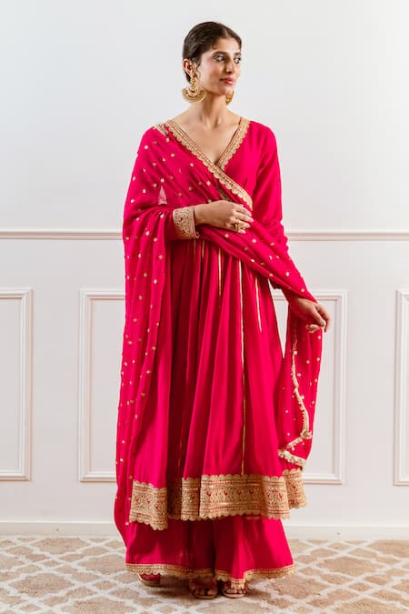 Shop Rivaaj Clothing Pink Modal, Silk Sequins, Zari, Gota Patti Embroidered Angarkha Anarkali Set Online at Aza Fashions Shop_Rivaaj Clothing_Pink Modal, Silk Sequins, Zari, Gota Patti Embroidered Angarkha Anarkali Set _Online_at_Aza_Fashions