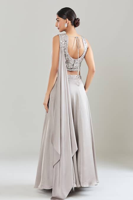 Silky Bindra Floral Sequin Embroidered Lehenga Set 