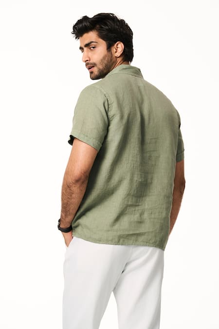 Terra Luna Matcha Half Sleeve Linen Shirt 