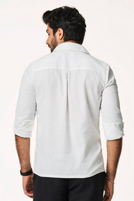 Shop_Terra Luna_White Cotton Solid Shirt _at_Aza_Fashions