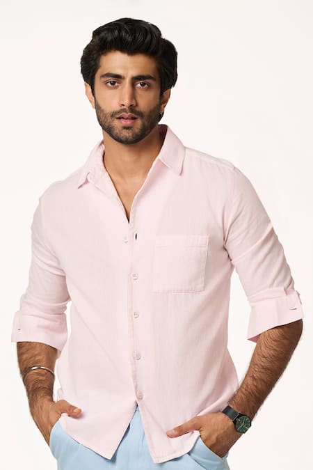 Terra Luna Sunrise Pink Solid Cotton Shirt 