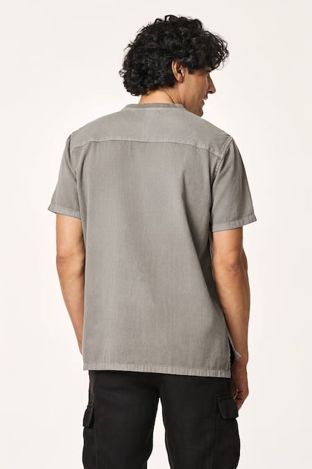 Terra Luna Asymmetric Grey Cotton T-Shirt 