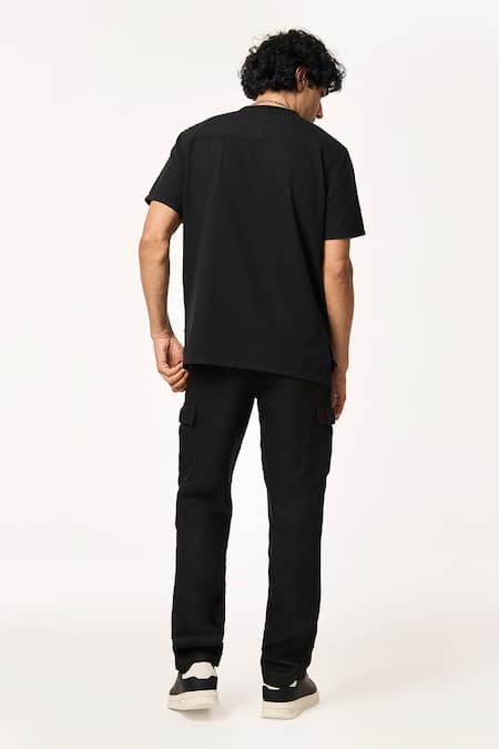 Terra Luna Asymmetric Black Cotton T-Shirt 