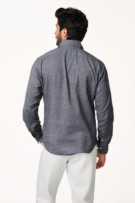 Shop_Terra Luna_Blue Cotton Dark Casual Shirt _at_Aza_Fashions