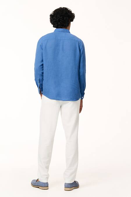 Terra Luna Ocean Blue Linen Pocketed T-Shirt 