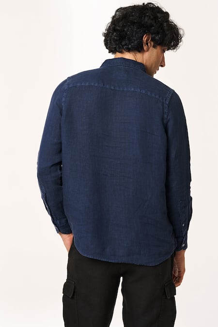 Terra Luna Pocketed Solid Blue T-Shirt 