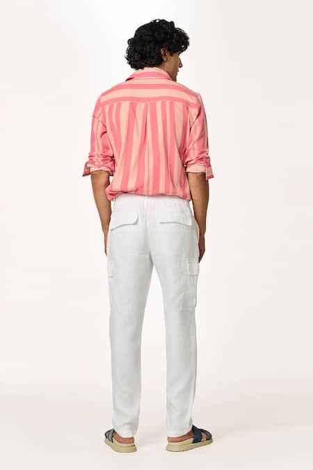 Shop Terra Luna White Linen Cargo Pant at Aza Fashions Shop_Terra Luna_White Linen Cargo Pant _at_Aza_Fashions