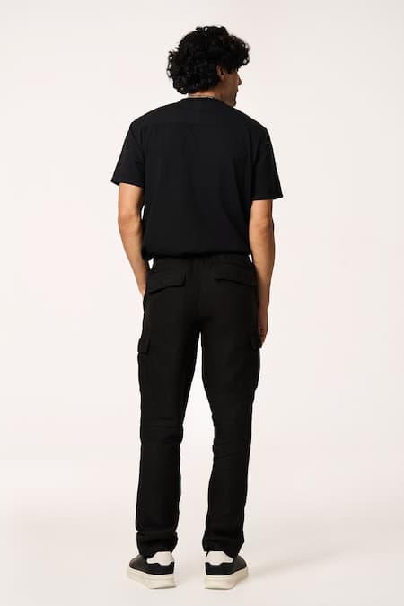 Terra Luna Black Linen Cargo Pant 