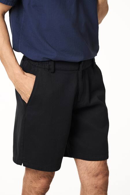 Terra Luna Black Cotton Solid Shorts Online at Aza Fashions Terra Luna_Black Cotton Solid Shorts _Online_at_Aza_Fashions