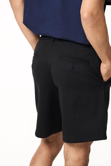 Terra Luna Solid Black Cotton Shorts 