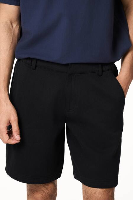 Buy Terra Luna Black Cotton Solid Shorts Online at Aza Fashions Buy_Terra Luna_Black Cotton Solid Shorts _Online_at_Aza_Fashions