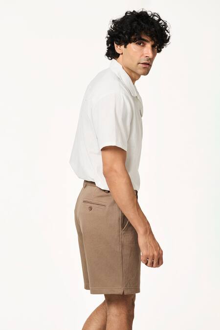 Terra Luna Brown Cotton Solid Shorts Online at Aza Fashions Terra Luna_Brown Cotton Solid Shorts _Online_at_Aza_Fashions