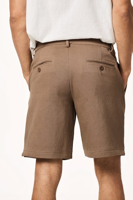 Terra Luna Cotton Solid Brown Shorts 