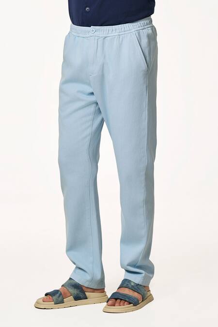 Terra Luna_Blue Cotton Ice Joggers _Online_at_Aza_Fashions