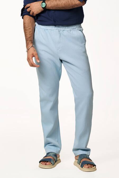 Buy_Terra Luna_Blue Cotton Ice Joggers _Online_at_Aza_Fashions