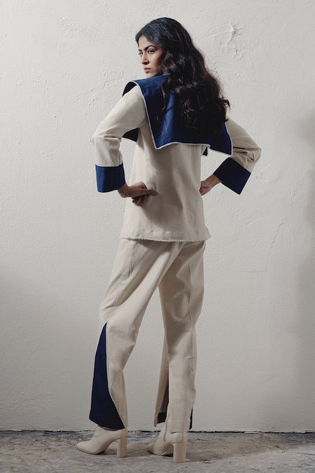 Veera Wear Dramatic Denim Shirt & Pant Set 