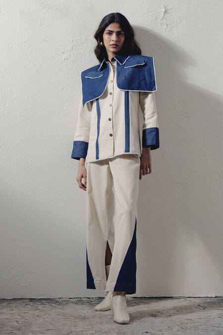 Buy_Veera Wear_Blue Denim Collared Dramatic Shirt 