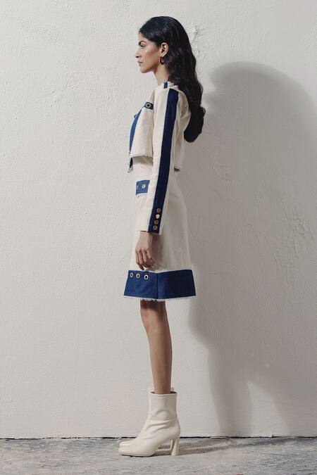 Buy Veera Wear Blue Denim Square , Open Dress And Short Jacket Set Online at Aza Fashions Buy_Veera Wear_Blue Denim Square , Open Dress And Short Jacket Set _Online_at_Aza_Fashions