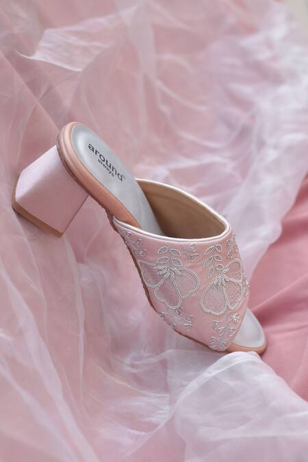 Around Always Pink Sequins, Beads, Zari Embroidered Heels Online at Aza Fashions Around Always_Pink Sequins, Beads, Zari Embroidered Heels _Online_at_Aza_Fashions
