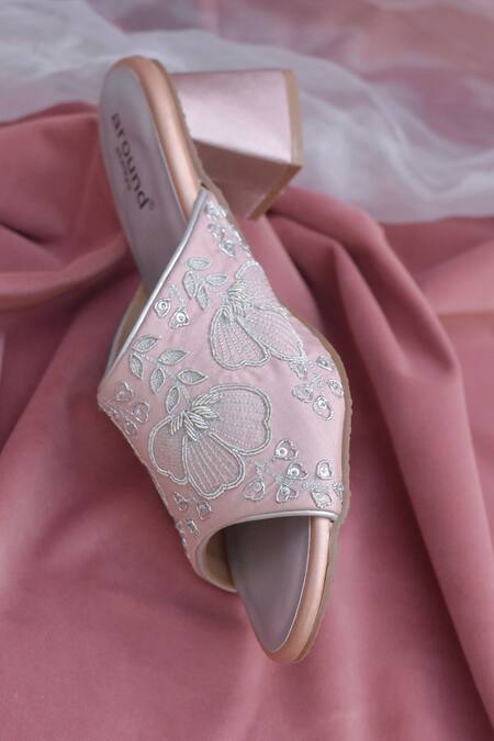 Buy Around Always Pink Sequins, Beads, Zari Embroidered Heels Online at Aza Fashions Buy_Around Always_Pink Sequins, Beads, Zari Embroidered Heels _Online_at_Aza_Fashions