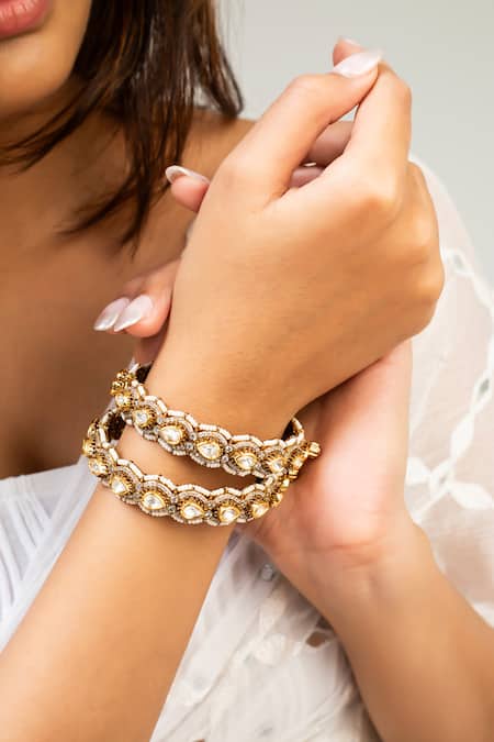 Zevar King Antique Gold Plated Tear Drop Bangle 