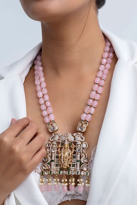 Zevar King Gold Plated Beaded Temple Necklace 