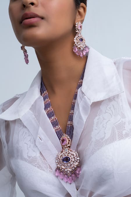 Zevar King Multi Color Bead & Stone Necklace Set 