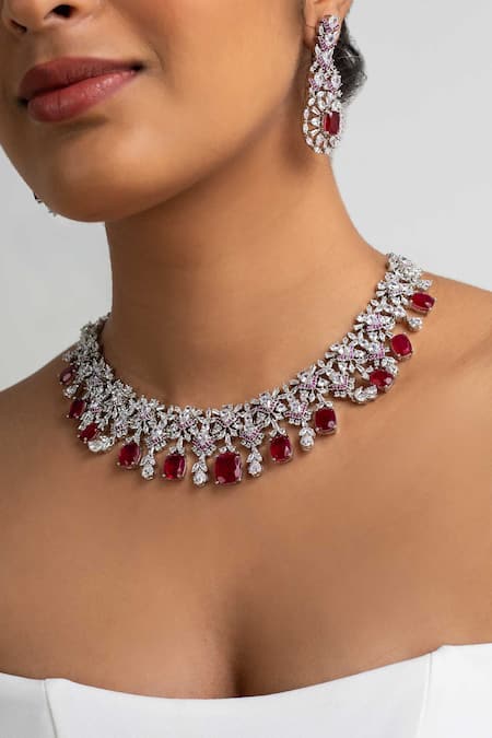 Zevar King Stone Embellished Necklace Set 