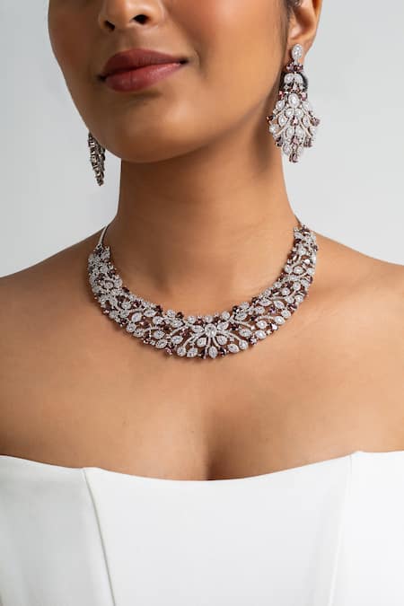 Zevar King Multi Color Stone Embellished Necklace Set 